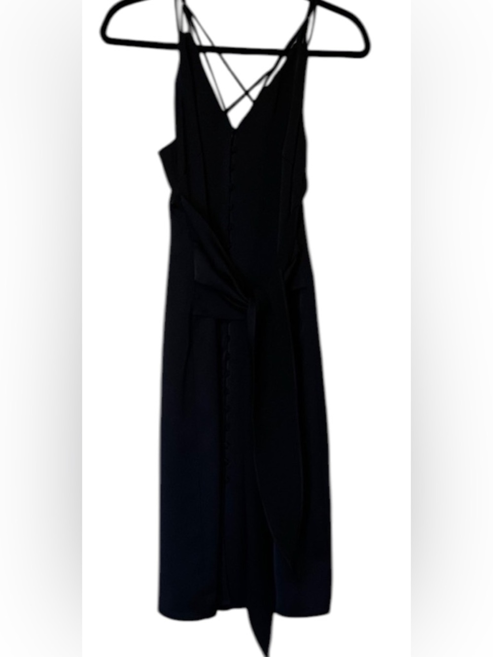 Navy Strappy Wrap Midi Dress